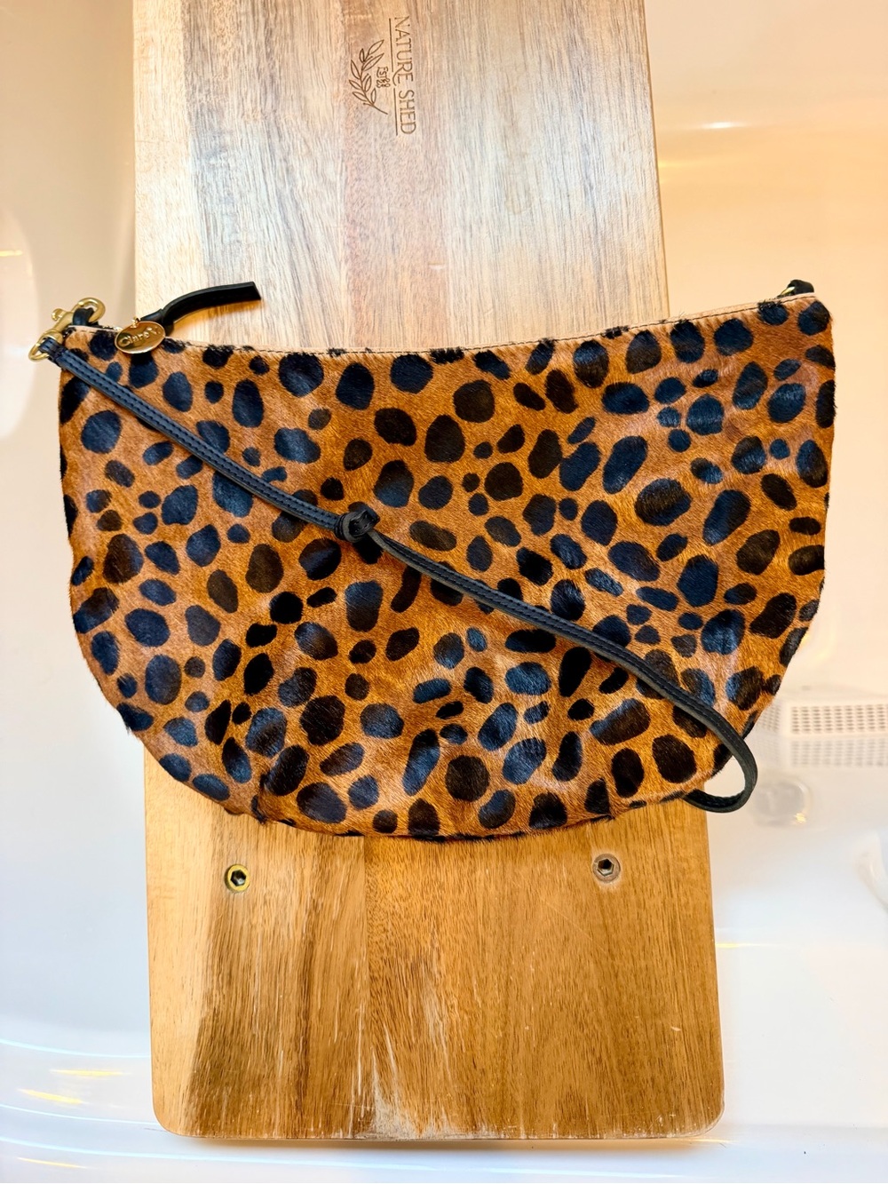 Clare V Lune leather shoulder bag - Tan Leopard NWT $395